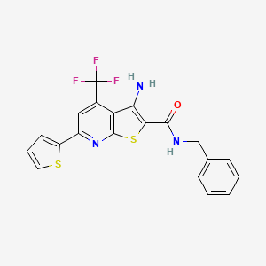 molecular formula C20H14F3N3OS2 B11562784 3-amino-N-benzyl-6-(thiophen-2-yl)-4-(trifluoromethyl)thieno[2,3-b]pyridine-2-carboxamide 