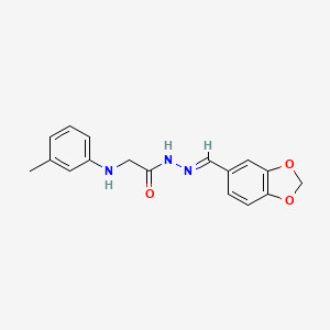 N'-[(E)-1,3-benzodioxol-5-ylmethylidene]-2-[(3-methylphenyl)amino]acetohydrazide (non-preferred name)