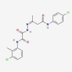 molecular formula C19H18Cl2N4O3 B11562831 (3Z)-3-(2-{[(3-chloro-2-methylphenyl)amino](oxo)acetyl}hydrazinylidene)-N-(4-chlorophenyl)butanamide 