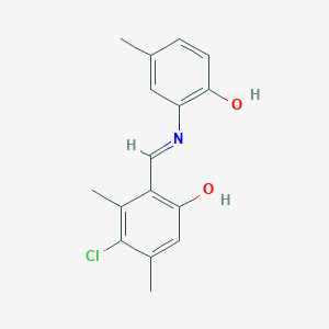 molecular formula C16H16ClNO2 B11562845 4-Chloro-2-[(E)-[(2-hydroxy-5-methylphenyl)imino]methyl]-3,5-dimethylphenol 