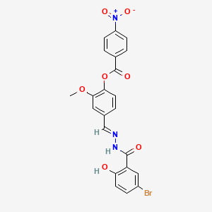 molecular formula C22H16BrN3O7 B11562888 4-[(E)-{2-[(5-bromo-2-hydroxyphenyl)carbonyl]hydrazinylidene}methyl]-2-methoxyphenyl 4-nitrobenzoate 