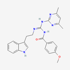 N-[(Z)-[(4,6-dimethylpyrimidin-2-yl)amino]{[2-(1H-indol-3-yl)ethyl]amino}methylidene]-4-methoxybenzamide