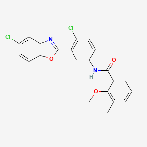 molecular formula C22H16Cl2N2O3 B11562900 N-[4-chloro-3-(5-chloro-1,3-benzoxazol-2-yl)phenyl]-2-methoxy-3-methylbenzamide 