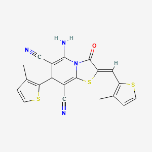 (2Z)-5-amino-7-(3-methylthiophen-2-yl)-2-[(3-methylthiophen-2-yl)methylidene]-3-oxo-2,3-dihydro-7H-[1,3]thiazolo[3,2-a]pyridine-6,8-dicarbonitrile