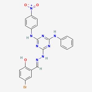 4-bromo-2-[(E)-(2-{4-[(4-nitrophenyl)amino]-6-(phenylamino)-1,3,5-triazin-2-yl}hydrazinylidene)methyl]phenol