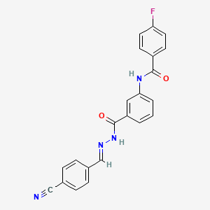 N-(3-{[(2E)-2-(4-cyanobenzylidene)hydrazinyl]carbonyl}phenyl)-4-fluorobenzamide