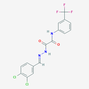 2-[(2E)-2-(3,4-dichlorobenzylidene)hydrazinyl]-2-oxo-N-[3-(trifluoromethyl)phenyl]acetamide