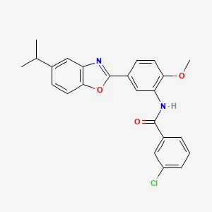 3-chloro-N-{2-methoxy-5-[5-(propan-2-yl)-1,3-benzoxazol-2-yl]phenyl}benzamide