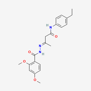 molecular formula C21H25N3O4 B11562956 (3E)-3-{2-[(2,4-dimethoxyphenyl)carbonyl]hydrazinylidene}-N-(4-ethylphenyl)butanamide 