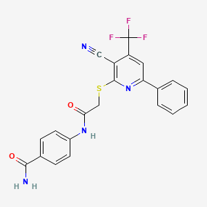 4-[({[3-Cyano-6-phenyl-4-(trifluoromethyl)pyridin-2-yl]sulfanyl}acetyl)amino]benzamide