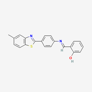 molecular formula C21H16N2OS B11563004 2-[(E)-{[4-(5-methyl-1,3-benzothiazol-2-yl)phenyl]imino}methyl]phenol 