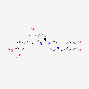 2-[4-(1,3-benzodioxol-5-ylmethyl)piperazin-1-yl]-7-(3,4-dimethoxyphenyl)-7,8-dihydroquinazolin-5(6H)-one