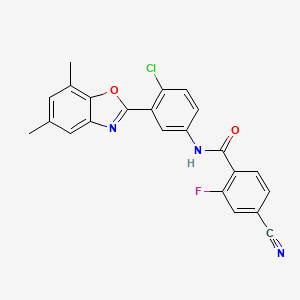 N-[4-chloro-3-(5,7-dimethyl-1,3-benzoxazol-2-yl)phenyl]-4-cyano-2-fluorobenzamide