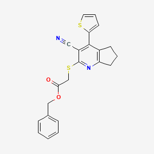 benzyl {[3-cyano-4-(thiophen-2-yl)-6,7-dihydro-5H-cyclopenta[b]pyridin-2-yl]sulfanyl}acetate