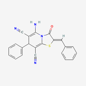 (2Z)-5-amino-2-benzylidene-3-oxo-7-phenyl-2,3-dihydro-7H-[1,3]thiazolo[3,2-a]pyridine-6,8-dicarbonitrile