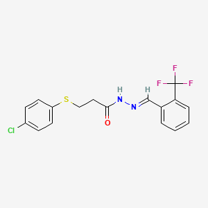 molecular formula C17H14ClF3N2OS B11563169 3-[(4-Chlorophenyl)sulfanyl]-N'-[(E)-[2-(trifluoromethyl)phenyl]methylidene]propanehydrazide 