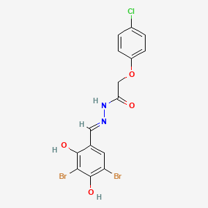 2-(4-chlorophenoxy)-N'-[(E)-(3,5-dibromo-2,4-dihydroxyphenyl)methylidene]acetohydrazide