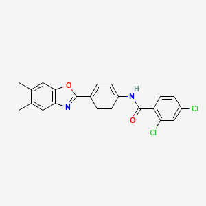 2,4-dichloro-N-[4-(5,6-dimethyl-1,3-benzoxazol-2-yl)phenyl]benzamide