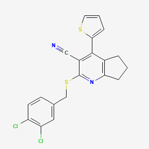 2-[(3,4-dichlorobenzyl)sulfanyl]-4-(thiophen-2-yl)-6,7-dihydro-5H-cyclopenta[b]pyridine-3-carbonitrile