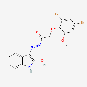 2-(2,4-dibromo-6-methoxyphenoxy)-N'-[(3Z)-2-oxo-1,2-dihydro-3H-indol-3-ylidene]acetohydrazide