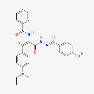 N-{(1E)-1-[4-(diethylamino)phenyl]-3-[(2E)-2-(4-hydroxybenzylidene)hydrazinyl]-3-oxoprop-1-en-2-yl}benzamide