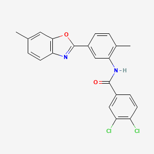 molecular formula C22H16Cl2N2O2 B11563333 3,4-dichloro-N-[2-methyl-5-(6-methyl-1,3-benzoxazol-2-yl)phenyl]benzamide 