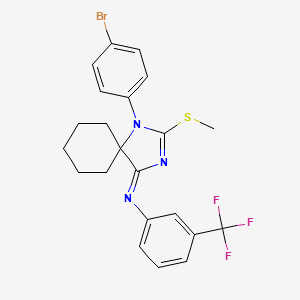 molecular formula C22H21BrF3N3S B11563418 N-[(4Z)-1-(4-bromophenyl)-2-(methylsulfanyl)-1,3-diazaspiro[4.5]dec-2-en-4-ylidene]-3-(trifluoromethyl)aniline 