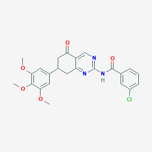 molecular formula C24H22ClN3O5 B11563424 3-chloro-N-[5-oxo-7-(3,4,5-trimethoxyphenyl)-5,6,7,8-tetrahydroquinazolin-2-yl]benzamide 