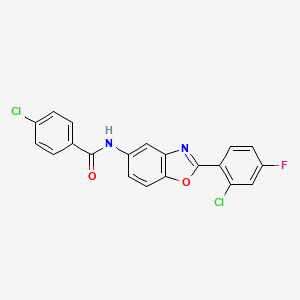 molecular formula C20H11Cl2FN2O2 B11563430 4-chloro-N-[2-(2-chloro-4-fluorophenyl)-1,3-benzoxazol-5-yl]benzamide 