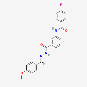 4-fluoro-N-(3-{[(2E)-2-(4-methoxybenzylidene)hydrazinyl]carbonyl}phenyl)benzamide