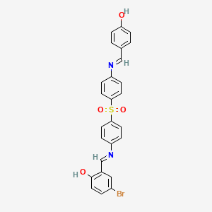 molecular formula C26H19BrN2O4S B11563470 4-bromo-2-[(E)-({4-[(4-{[(E)-(4-hydroxyphenyl)methylidene]amino}phenyl)sulfonyl]phenyl}imino)methyl]phenol 