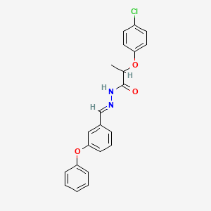 molecular formula C22H19ClN2O3 B11563474 2-(4-chlorophenoxy)-N'-[(E)-(3-phenoxyphenyl)methylidene]propanehydrazide 