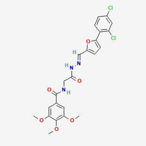 molecular formula C23H21Cl2N3O6 B11563477 N-({N'-[(E)-[5-(2,4-Dichlorophenyl)furan-2-YL]methylidene]hydrazinecarbonyl}methyl)-3,4,5-trimethoxybenzamide 