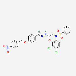 molecular formula C28H22Cl2N4O6S B11563493 N-(3,4-Dichlorophenyl)-N-({N'-[(E)-{4-[(4-nitrophenyl)methoxy]phenyl}methylidene]hydrazinecarbonyl}methyl)benzenesulfonamide 