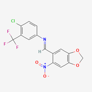 4-chloro-N-[(E)-(6-nitro-1,3-benzodioxol-5-yl)methylidene]-3-(trifluoromethyl)aniline