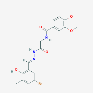 molecular formula C19H20BrN3O5 B11563520 N-({N'-[(E)-(5-Bromo-2-hydroxy-3-methylphenyl)methylidene]hydrazinecarbonyl}methyl)-3,4-dimethoxybenzamide 