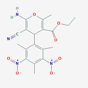 ethyl 6-amino-5-cyano-2-methyl-4-(2,4,6-trimethyl-3,5-dinitrophenyl)-4H-pyran-3-carboxylate