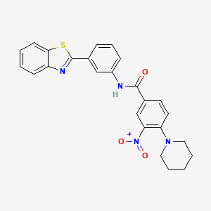 N-[3-(1,3-benzothiazol-2-yl)phenyl]-3-nitro-4-(piperidin-1-yl)benzamide