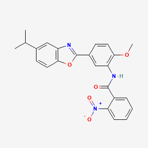 N-{2-methoxy-5-[5-(propan-2-yl)-1,3-benzoxazol-2-yl]phenyl}-2-nitrobenzamide