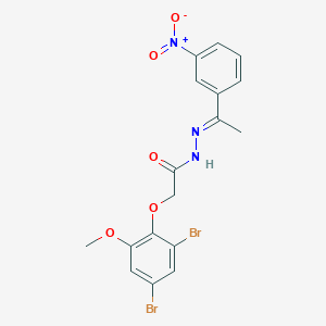 2-(2,4-dibromo-6-methoxyphenoxy)-N'-[(1E)-1-(3-nitrophenyl)ethylidene]acetohydrazide