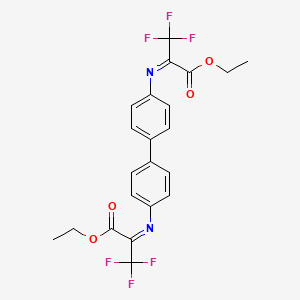 molecular formula C22H18F6N2O4 B11563628 diethyl (2E,2'E)-2,2'-(biphenyl-4,4'-diyldinitrilo)bis(trifluoropropanoate) 