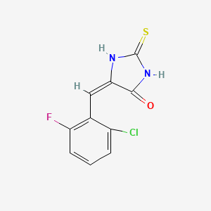 molecular formula C10H6ClFN2OS B11563646 (5E)-5-[(2-chloro-6-fluorophenyl)methylidene]-2-sulfanylideneimidazolidin-4-one 