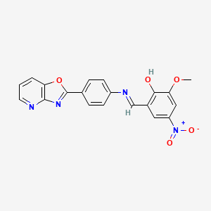 molecular formula C20H14N4O5 B11563698 2-Methoxy-4-nitro-6-[(E)-[(4-{[1,3]oxazolo[4,5-B]pyridin-2-YL}phenyl)imino]methyl]phenol 