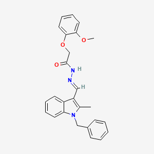 molecular formula C26H25N3O3 B11563731 N'-[(E)-(1-benzyl-2-methyl-1H-indol-3-yl)methylidene]-2-(2-methoxyphenoxy)acetohydrazide 