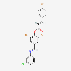 molecular formula C22H13Br3ClNO2 B11563742 2,6-Dibromo-4-[(E)-[(3-chlorophenyl)imino]methyl]phenyl (2E)-3-(4-bromophenyl)prop-2-enoate 