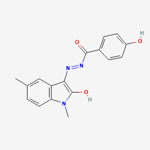 N'-[(3Z)-1,5-dimethyl-2-oxo-1,2-dihydro-3H-indol-3-ylidene]-4-hydroxybenzohydrazide