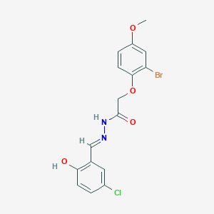 molecular formula C16H14BrClN2O4 B11563761 2-(2-bromo-4-methoxyphenoxy)-N'-[(E)-(5-chloro-2-hydroxyphenyl)methylidene]acetohydrazide 