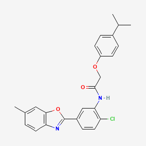 molecular formula C25H23ClN2O3 B11563794 N-[2-chloro-5-(6-methyl-1,3-benzoxazol-2-yl)phenyl]-2-[4-(propan-2-yl)phenoxy]acetamide 