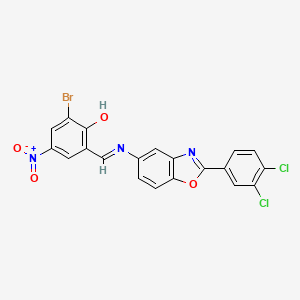 molecular formula C20H10BrCl2N3O4 B11563798 2-bromo-6-[(E)-{[2-(3,4-dichlorophenyl)-1,3-benzoxazol-5-yl]imino}methyl]-4-nitrophenol 