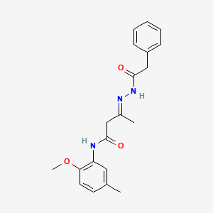 (3E)-N-(2-methoxy-5-methylphenyl)-3-[2-(phenylacetyl)hydrazinylidene]butanamide